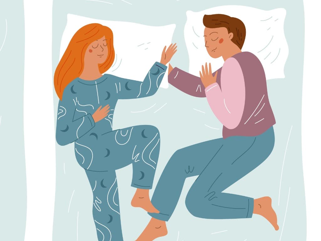 Couples Sleeping Positions - leg hug position