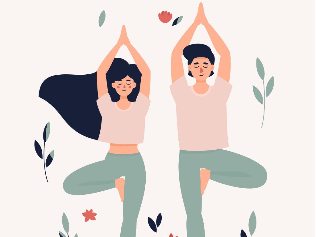 Couples Yoga Poses - Doubletree pose