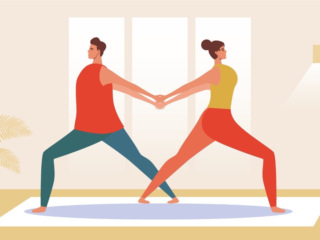 Couples Yoga Poses - Partner-supported lunge